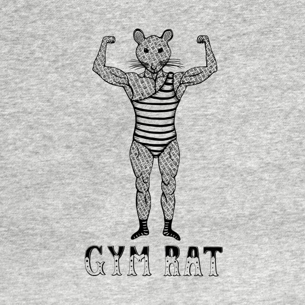 Strongman Bodybuilder Gym Rat - Line Drawing by studiogooz